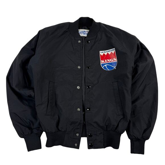 Vintage Sacramento Kings California NBA Basketball Black 80s Bomber Jacket Small - Picture 1 of 8
